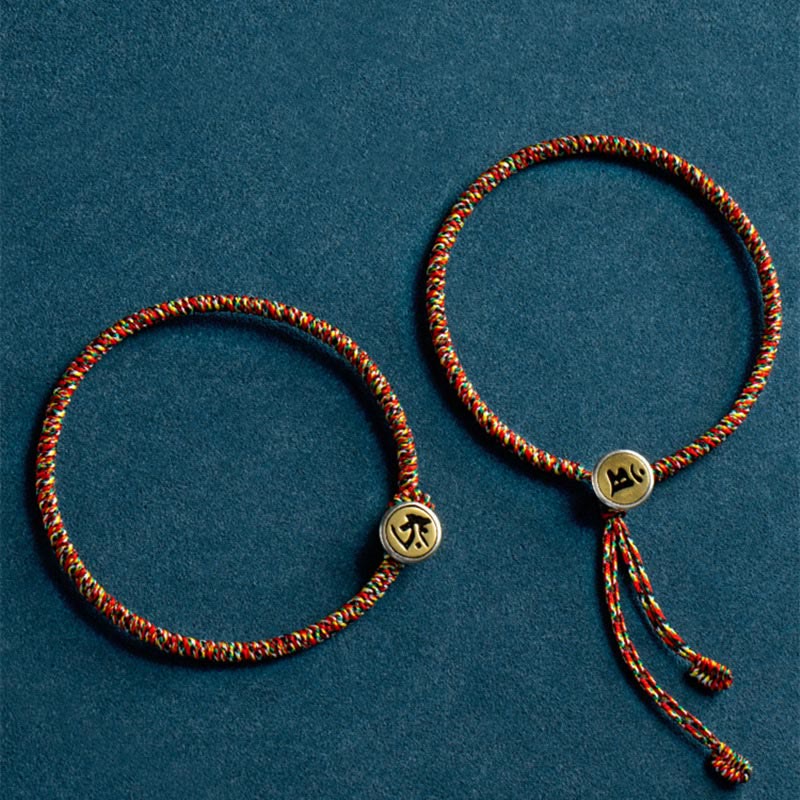 Wear FengShui Handmade 925 Sterling Silver Chinese Zodiac Natal Buddha Protection Colorful Rope Bracelet