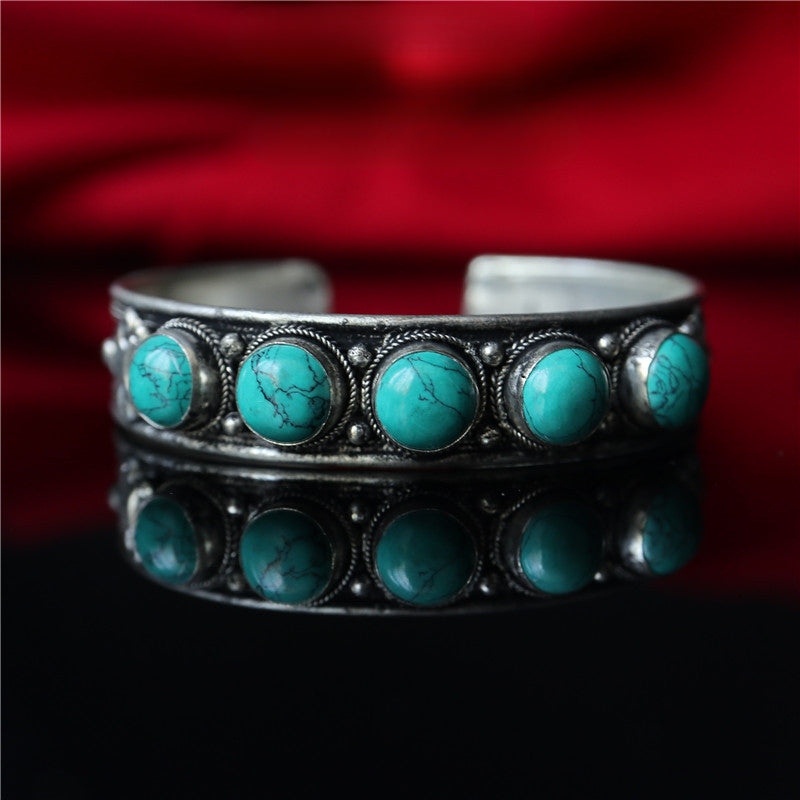 Buddha3bodhi Nepalese Handcrafted Turquoise Inlaid Bangle