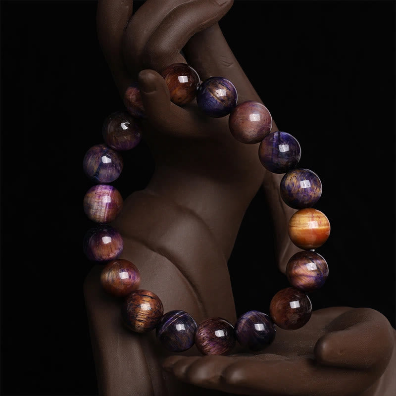 Wear FengShui Natural Purple Tiger Eye Protection Strength Bracelet