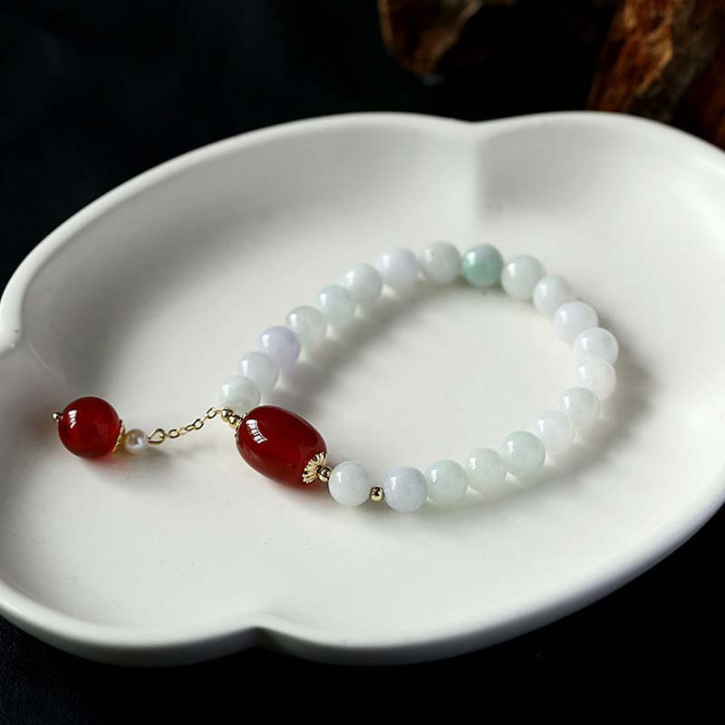 Wear FengShui Natural White Jade Agate Protection Bracelet