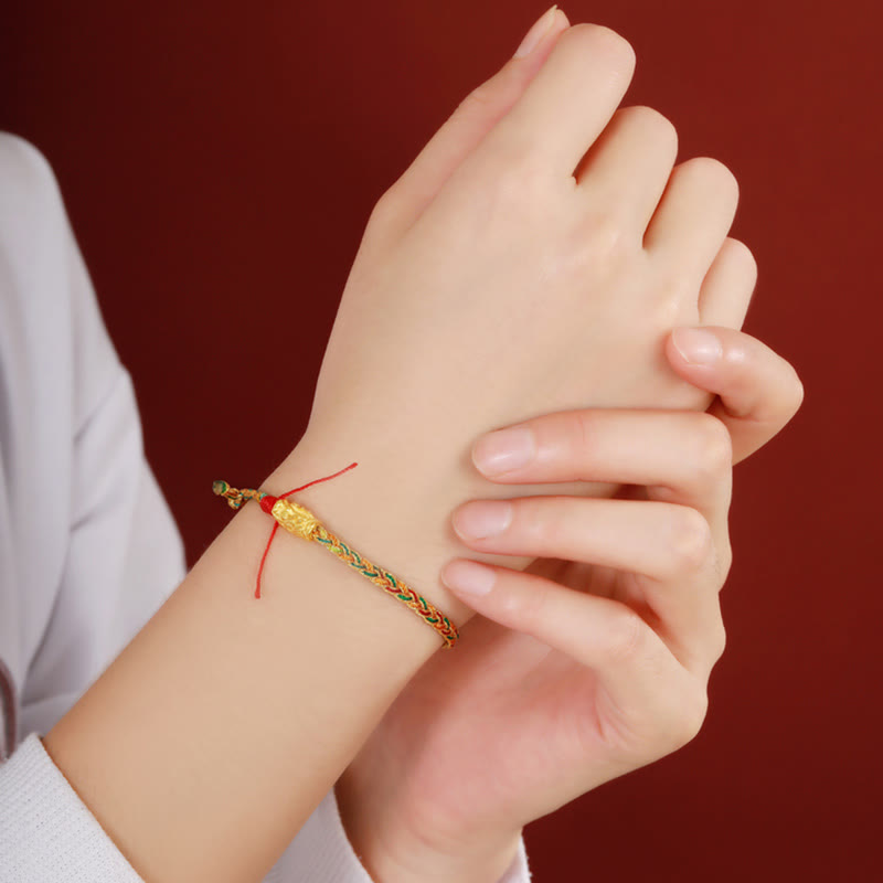Wear FengShui Year of the Dragon Handmade Colorful Dragon Carved Success Braided Bracelet