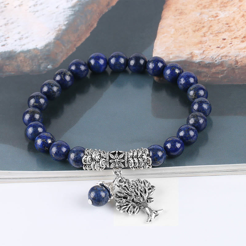 Wear FengShui Natural Gemstone Tree of Life Lucky Charm Stretch Bracelet