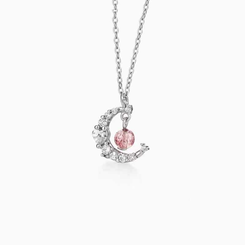 Wear FengShui Strawberry Quartz Blue Crystal Love Healing Necklace