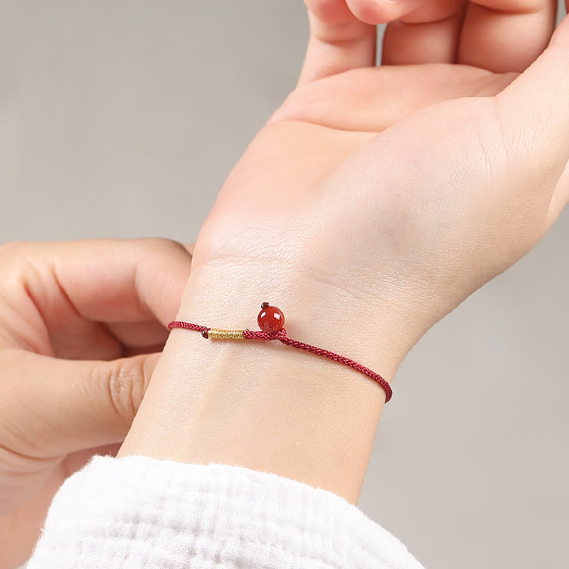 Wear FengShui Natural Cinnabar Red Agate Blessing Red String Bracelet