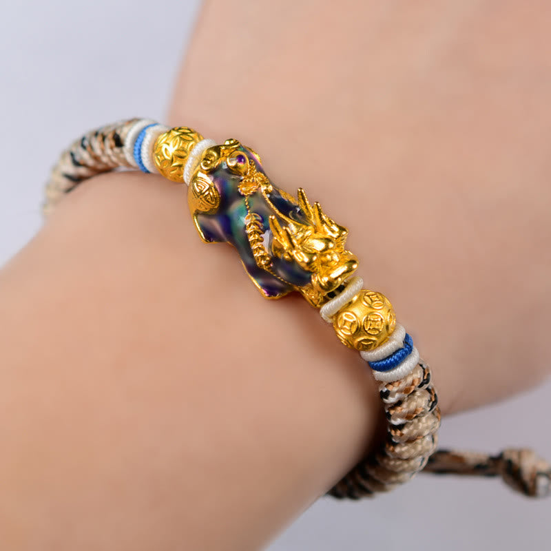 Wear FengShui Feng Shui PiXiu Color Change Copper Coin Beads Wealth String Bracelet
