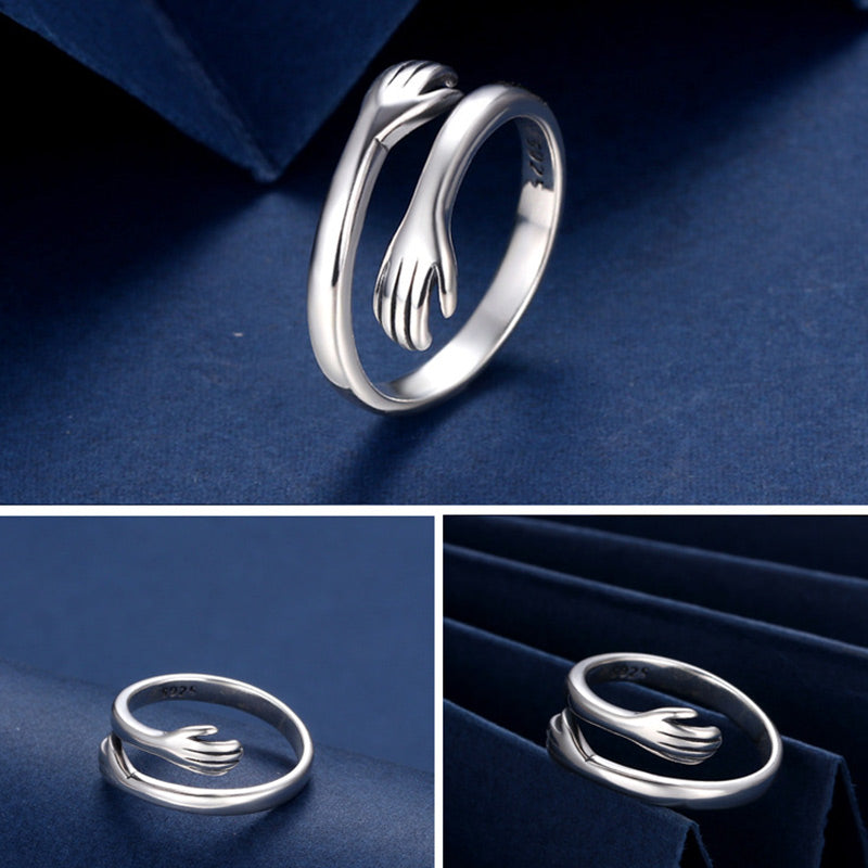 Wear FengShui 925 Sterling Silver Love Hug Thumb Ring