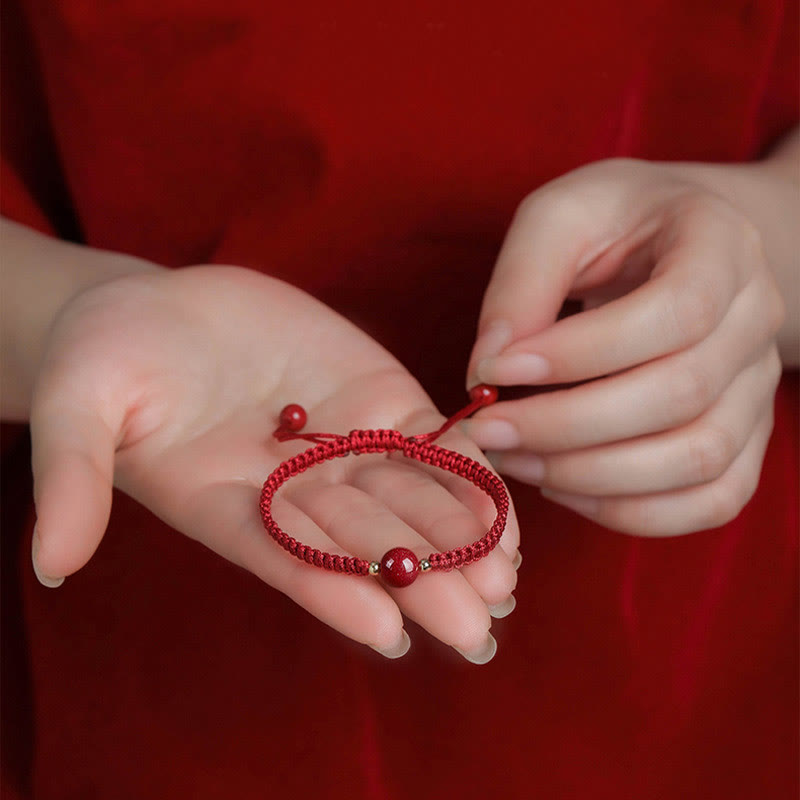 Wear FengShui Lucky Cinnabar Bead Blessing Red String Bracelet