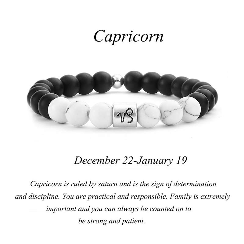 Wear FengShui 12 Constellations of the Zodiac Natural Frosted Stone White Turquoise Bead Fortune Bracelet