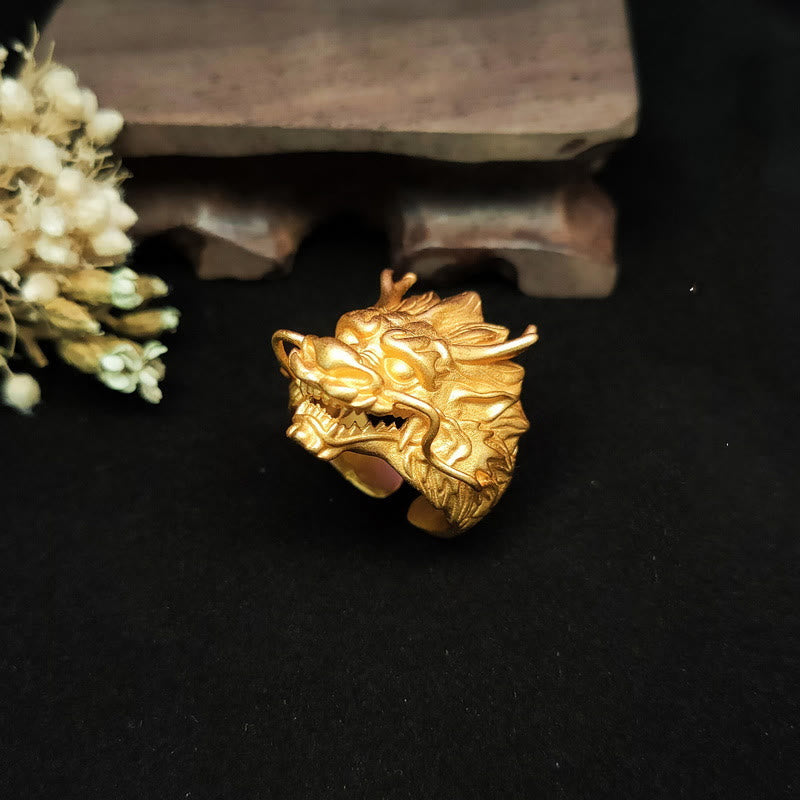 Wear FengShui Golden Dragon Luck Protection Ring