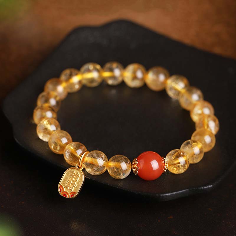 Wear FengShui Citrine Red Agate Fortune Charm Bracelet