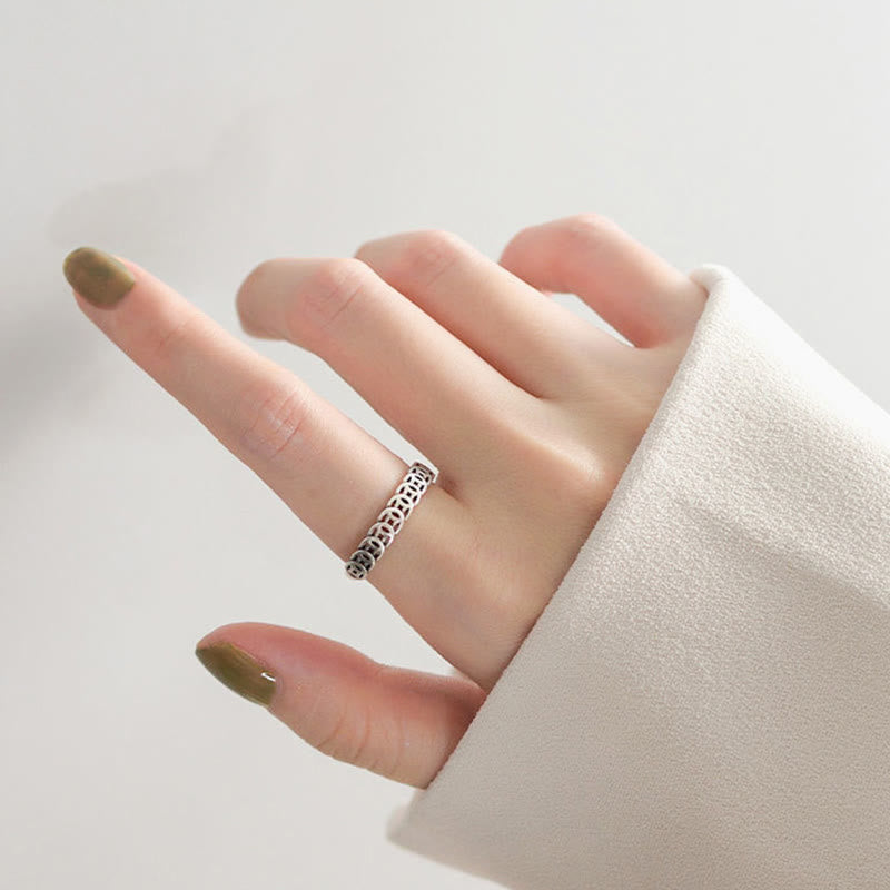 Wear FengShui Vintage Copper Coin Design Luck Adjustable Ring