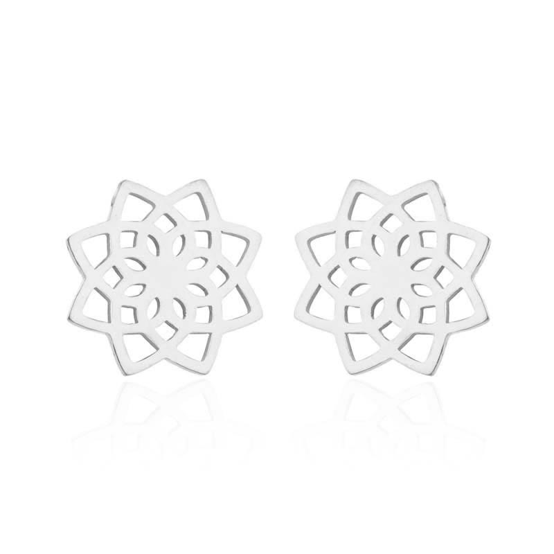 Wear FengShui Tibetan Lotus Pattern New Beginning Stud Earrings