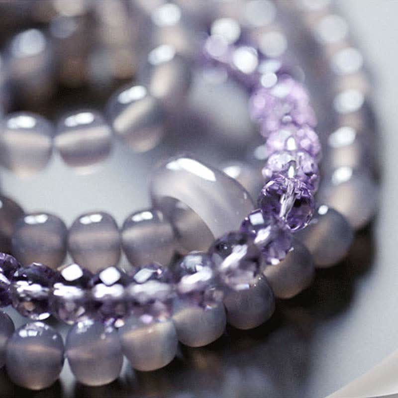 Wear FengShui Natural Amethyst Crystal Meditation Healing Bracelet
