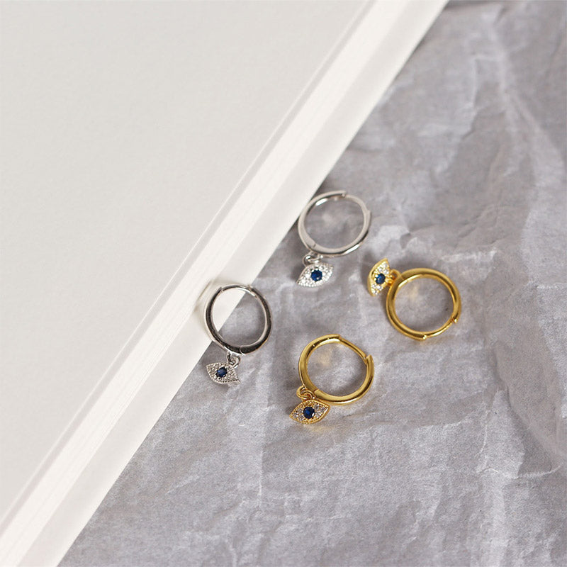 Wear FengShui 925 Sterling Silver Evil Eye Blessing Protection Stud Earrings