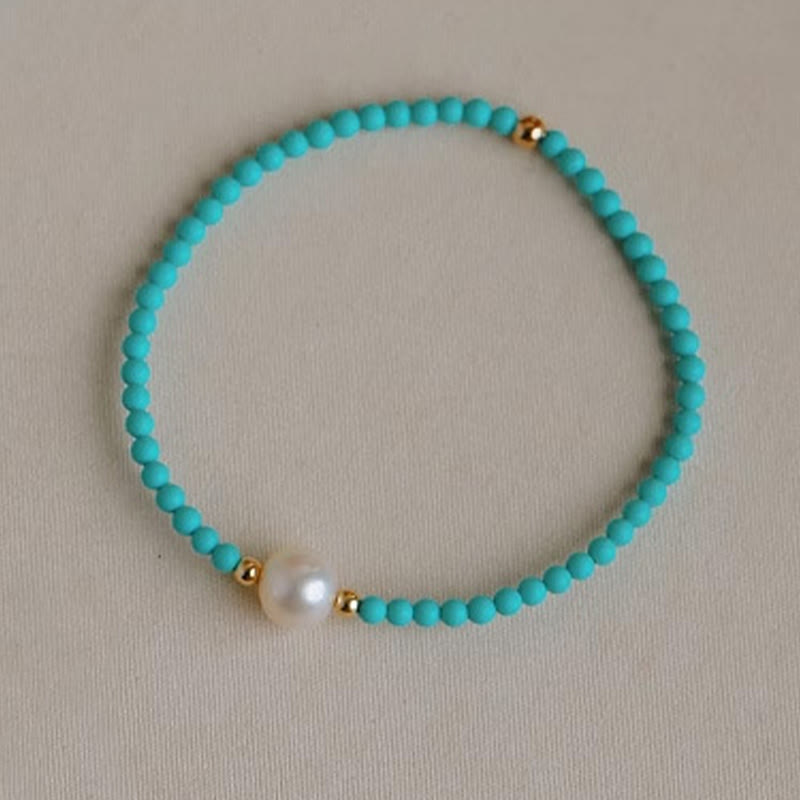 Wear FengShui Turquoise Red Agate Pearl Small Beaded Protection Bracelet