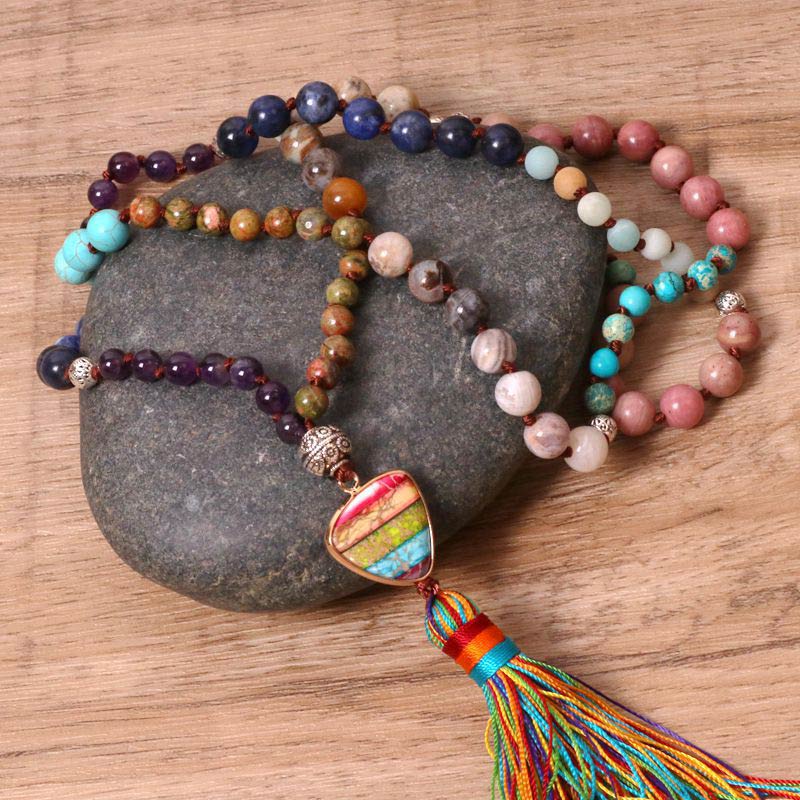 Wear FengShui Tibetan Turquoise Lazurite Zebra Jasper Balance Necklace