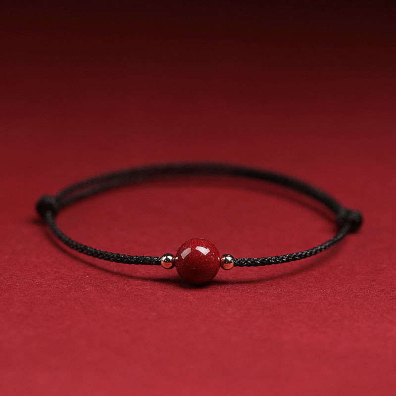 Wear FengShui Natural Lucky Cinnabar Bead Blessing String Bracelet Anklet