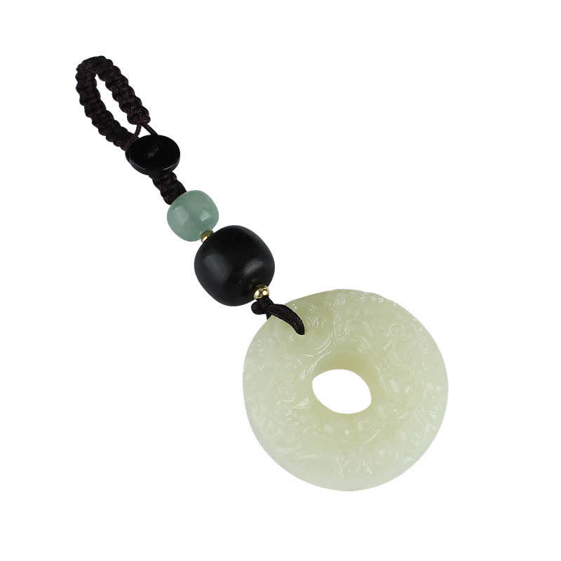 Wear FengShui PiXiu Jade Peace Buckle Abundance Wealth Key Chain