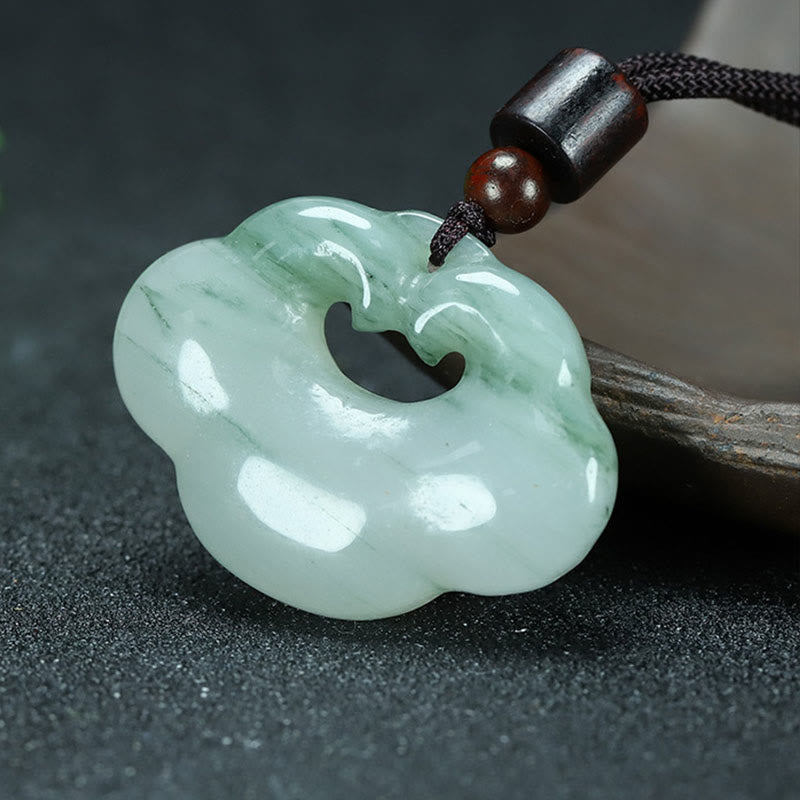 Wear FengShui Tianshan Jade Golden Silk Jade Chinese Lock Charm Abundance Necklace Pendant