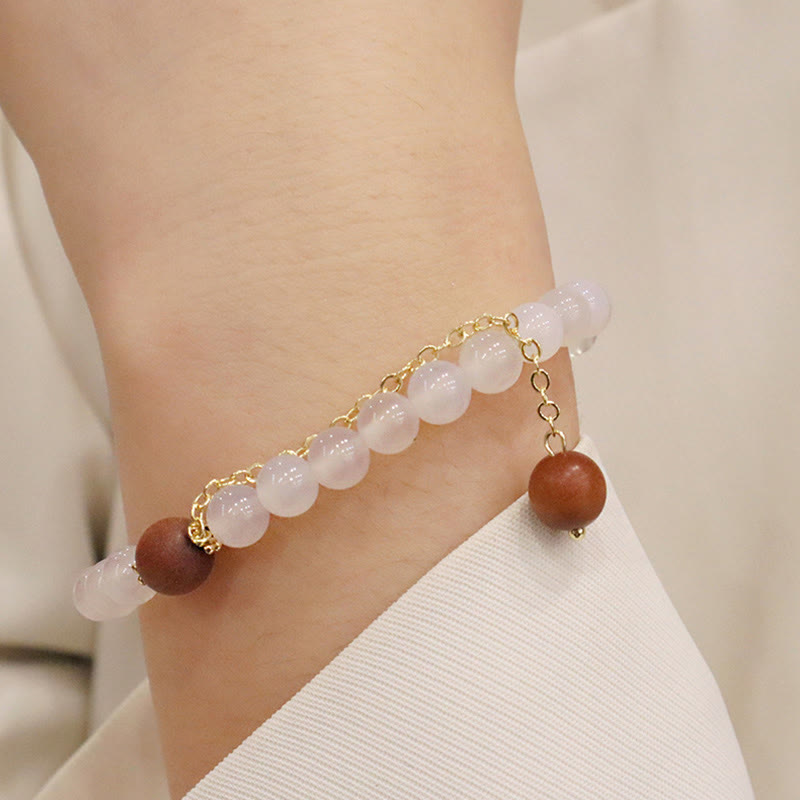 Wear FengShui Sandalwood Cat's Eye Fu Character Charm Protection Bracelet