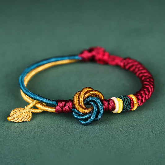 Wear FengShui Tibetan Handmade Mandala Knot Leaf Luck Rope Bracelet