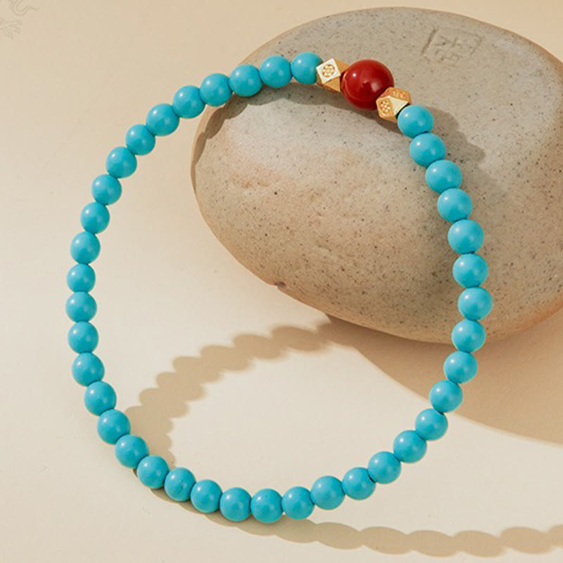 Wear FengShui Turquoise Red Agate Beaded Protection Bracelet