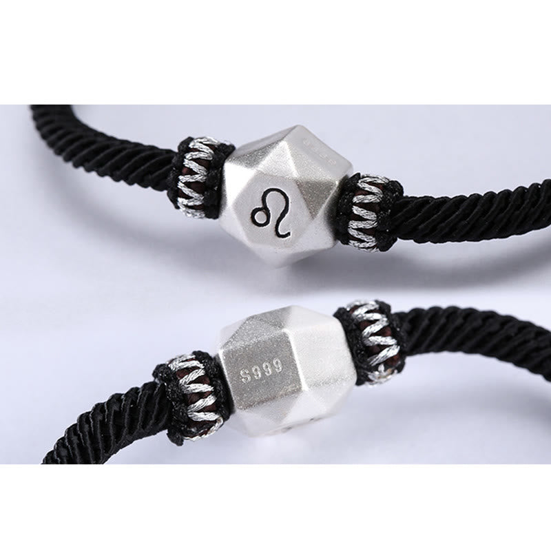 Wear FengShui 999 Sterling Silver 12 Constellations of the Zodiac Protection Handmade String Bracelet
