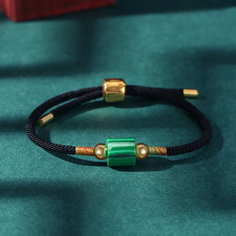 Wear FengShui Tibet Handmade Green Aventurine Red Stone Malachite Luck Protection Braided Rope Bracelet