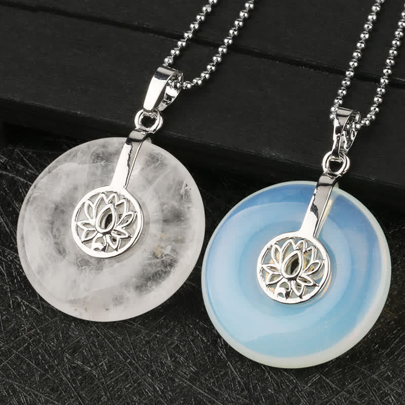 Wear FengShui Various Crystal Amethyst Pink Crystal Lotus Healing Necklace Pendant