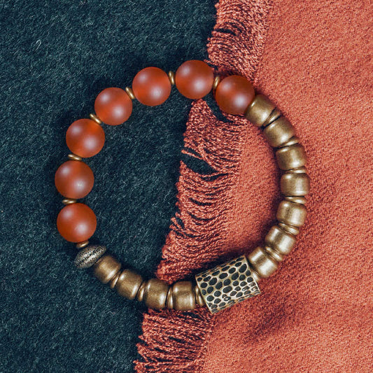 Wear FengShui Tibetan Red Agate Green Agate Copper Confidence Fortune Bracelet