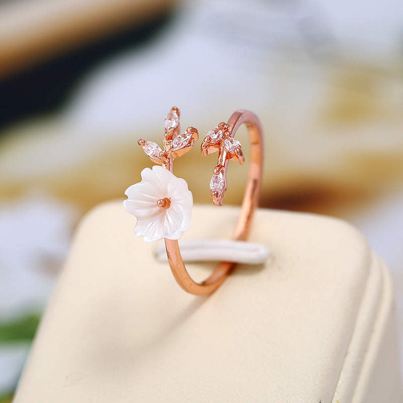 Wear FengShui Plum Blossom Leaf Pattern Copper Luck Ring