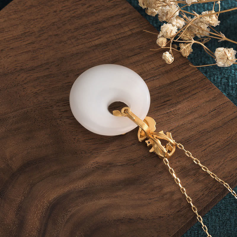 Wear FengShui White Jade Koi Fish Wealth Prosperity Necklace Pendant