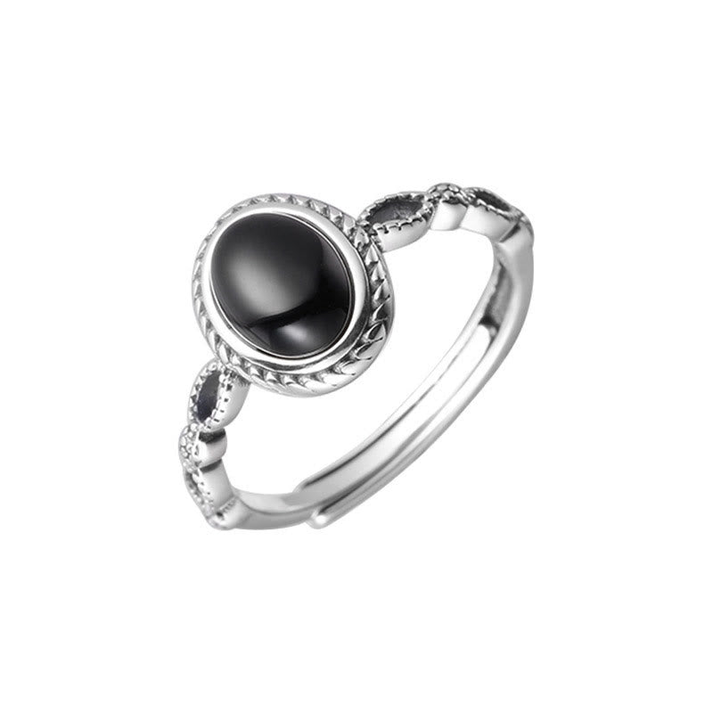 Wear FengShui 925 Sterling Silver Black Onyx Fortune Ring