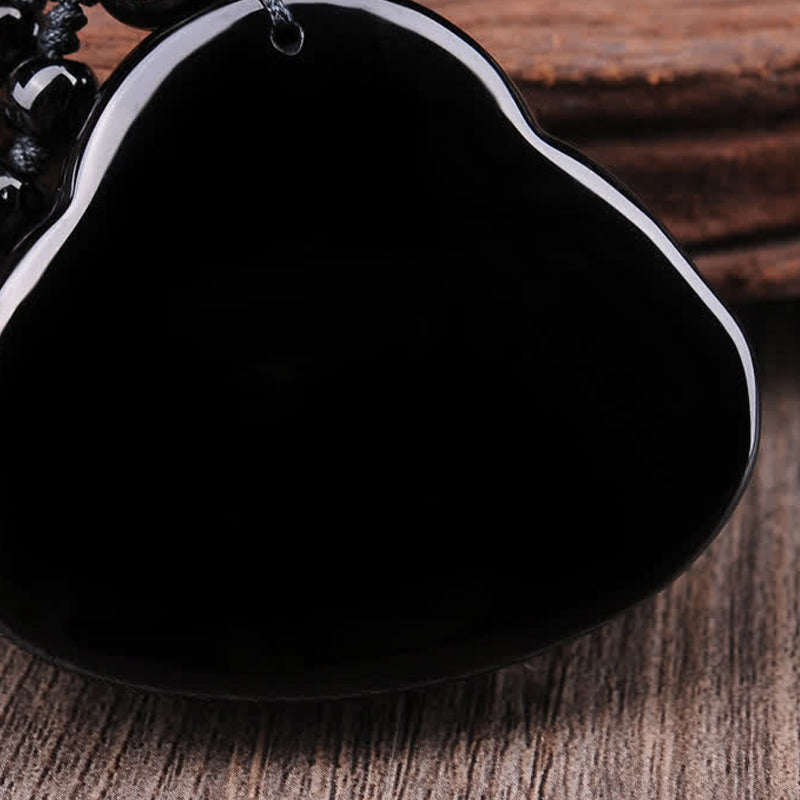 Wear FengShui Laughing Buddha Black Obsidian Transformation Pendant Necklace