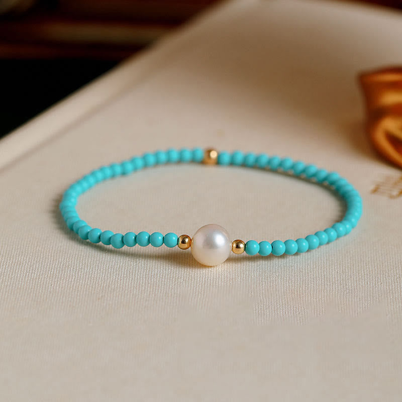 Wear FengShui Turquoise Red Agate Pearl Small Beaded Protection Bracelet