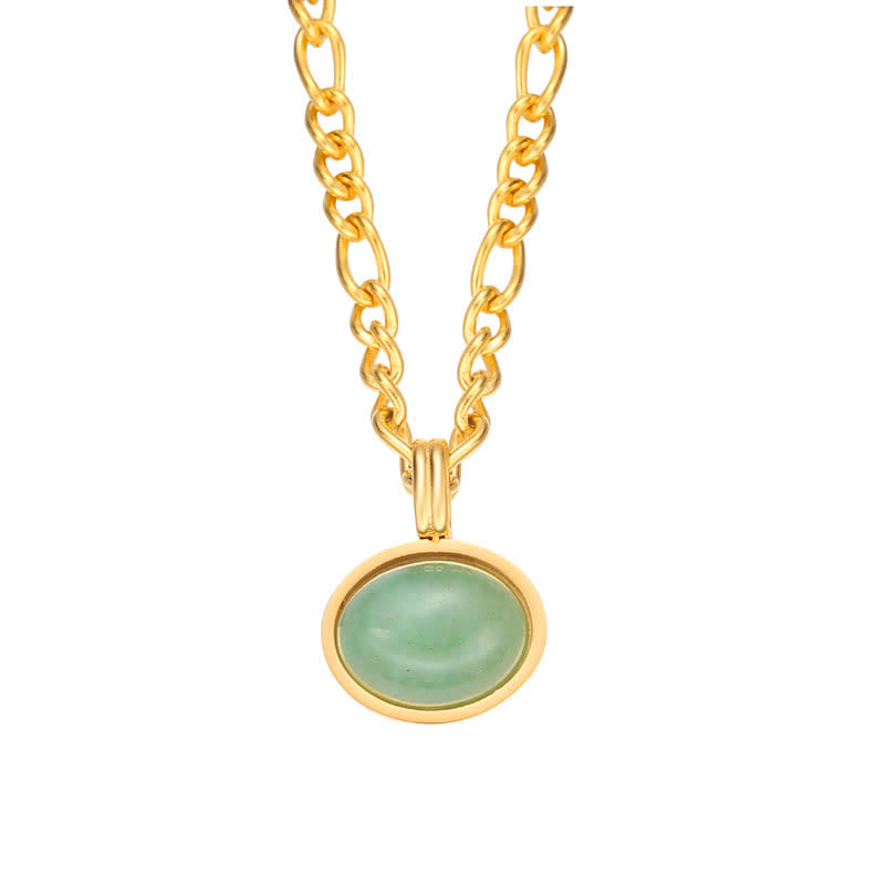 Wear FengShui Oval Turquoise Strength Titanium Steel Necklace Pendant