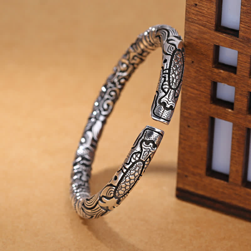 Wear FengShui Dragon Head Carved Luck Bracelet Bangle