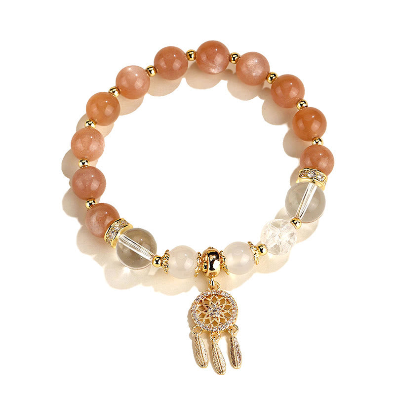 Wear FengShui Green Strawberry Quartz Amethyst Crystal Dreamcatcher Healing Bracelet