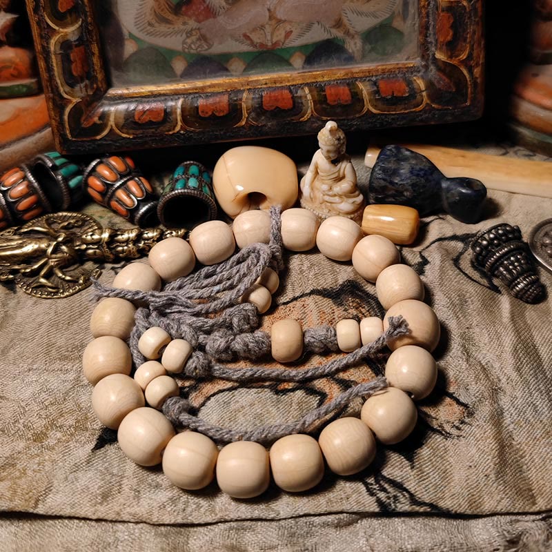Wear FengShui 108 Mala Beads Abelia Biflora Wood Warding Off Evil Spirits Wrist Mala