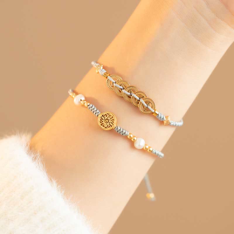 Wear FengShui Copper Coin Fortune Tree Luck Strength Braided Bracelet