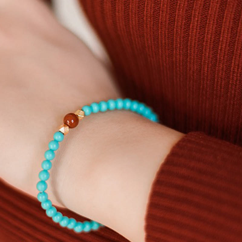 Wear FengShui Turquoise Red Agate Beaded Protection Bracelet