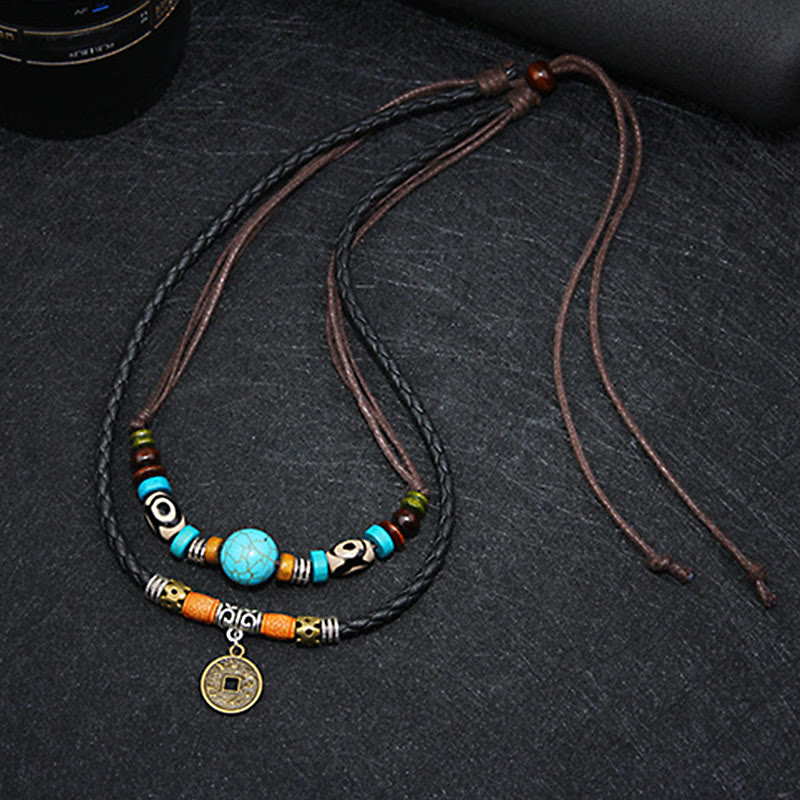 Wear FengShui Turquoise Dzi Bead Protection Necklace
