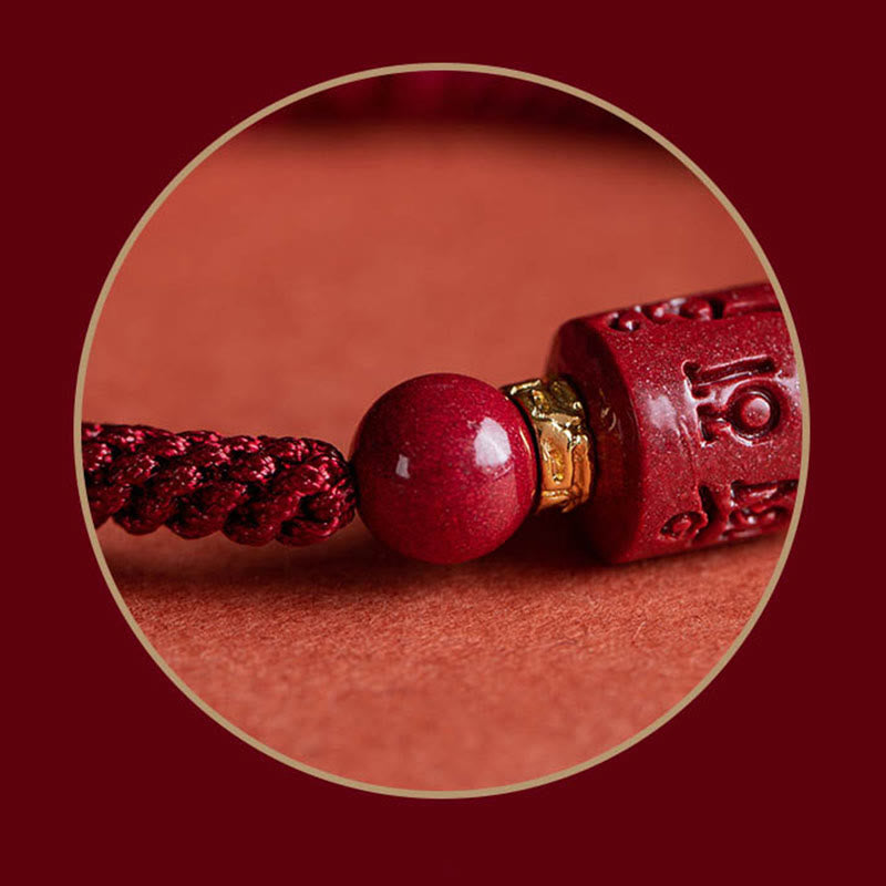 Wear FengShui Tibet Cinnabar Om Mani Padme Hum Engraved Blessing Braided Bracelet