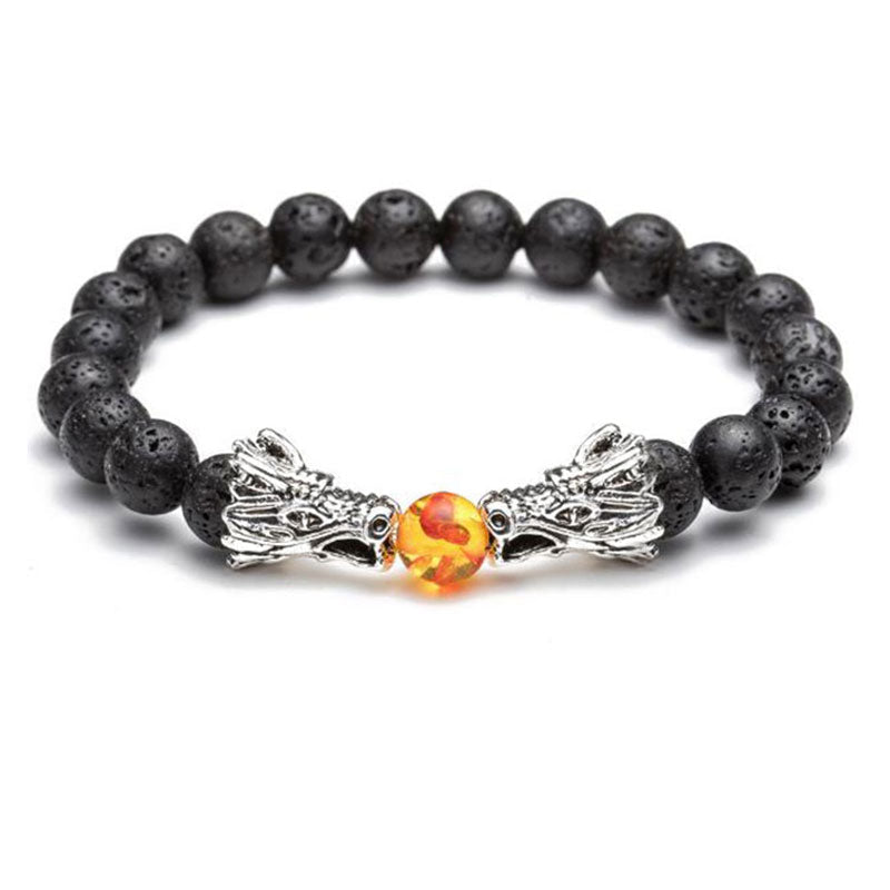 Wear FengShui White Turquoise Lava Rock Dragon Blessing Beaded Bracelet