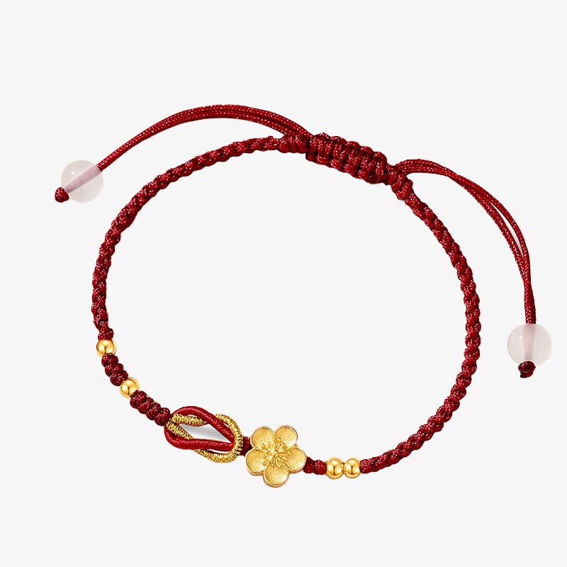 Wear FengShui Handmade 925 Sterling Silver Cherry Blossoms Sakura Chalcedony Luck Bracelet