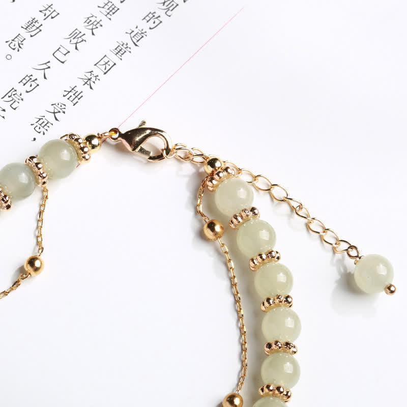 Wear FengShui 925 Sterling Silver Natural Hetian Jade Good Things Happen Peanut Charm Bracelet