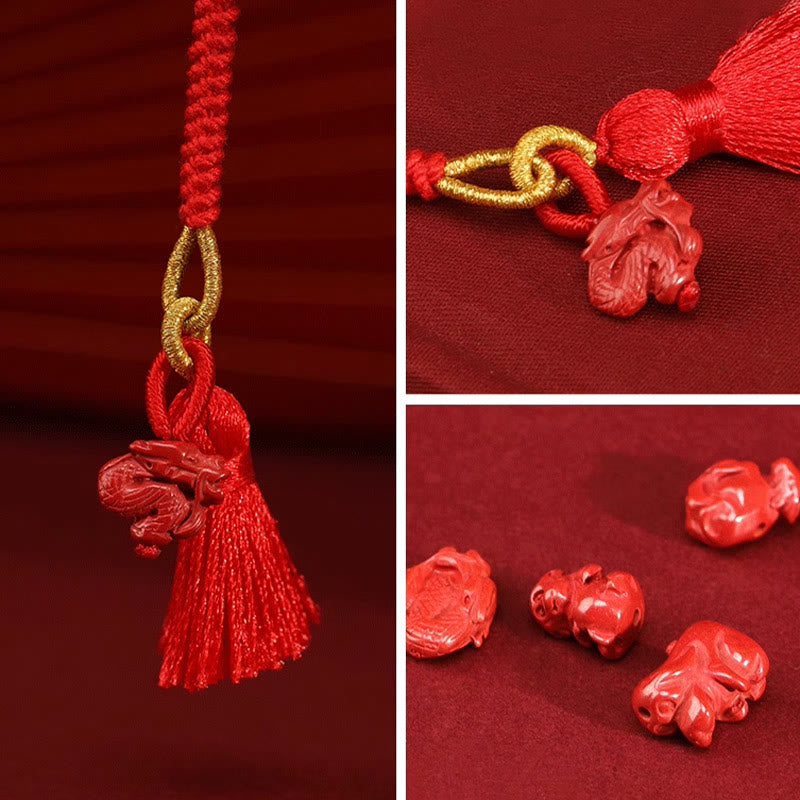 Wear FengShui Natural Cinnabar Dragon Blessing Red String Belly Chain