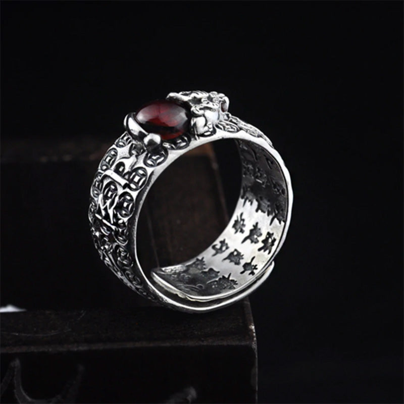 Wear FengShui FengShui PiXiu Red Garnet Wealth Ring