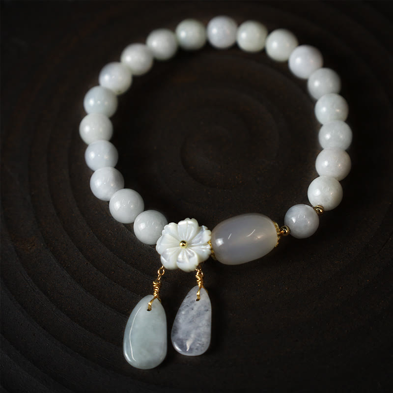 Wear FengShui "Hoping for Purity and Peace"Natural White Jade Bracelet Includes Gift Message Card