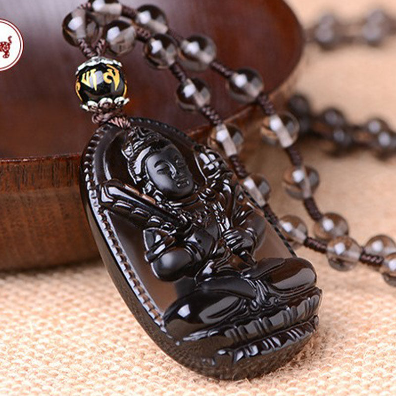 Wear FengShui Chinese Zodiac Obsidian Protection Necklace